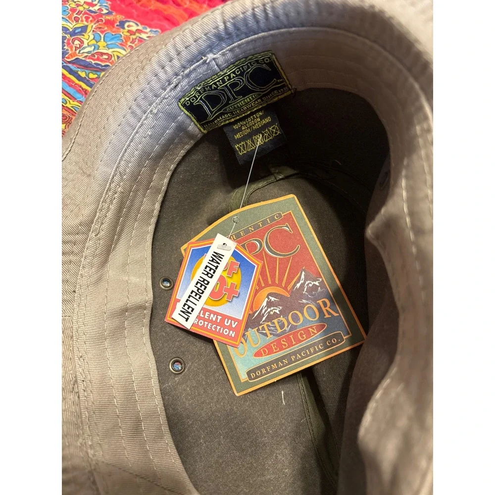 Dorfman Pacific DPC Khaki Cotton Safari Hat Water Repellent UPF 50+ Medium NEW